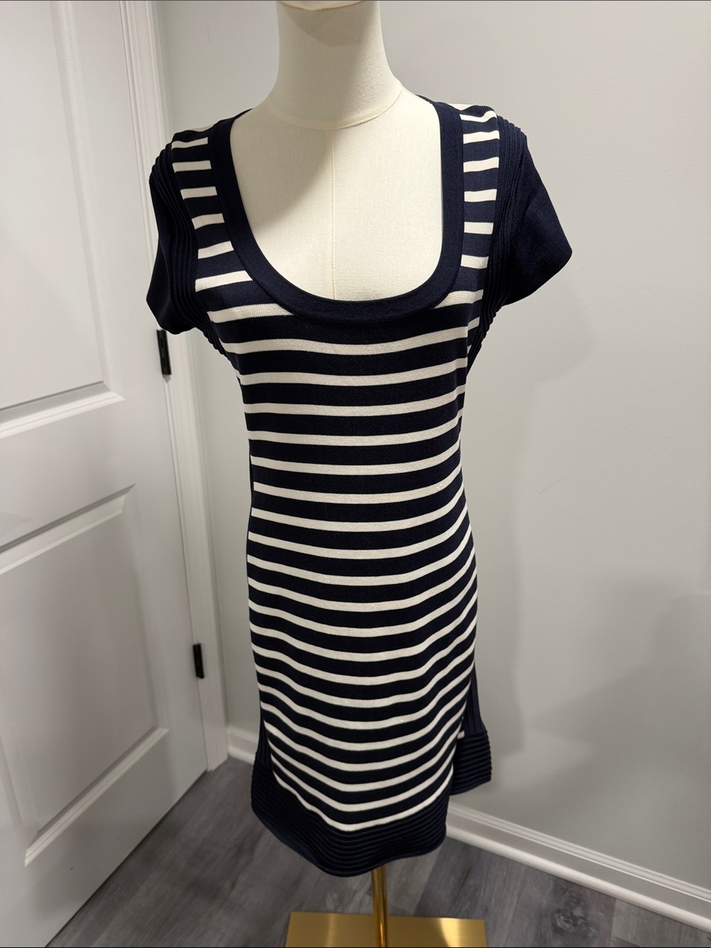 Philosophy Navy and White Striped Knit Scoop Dress